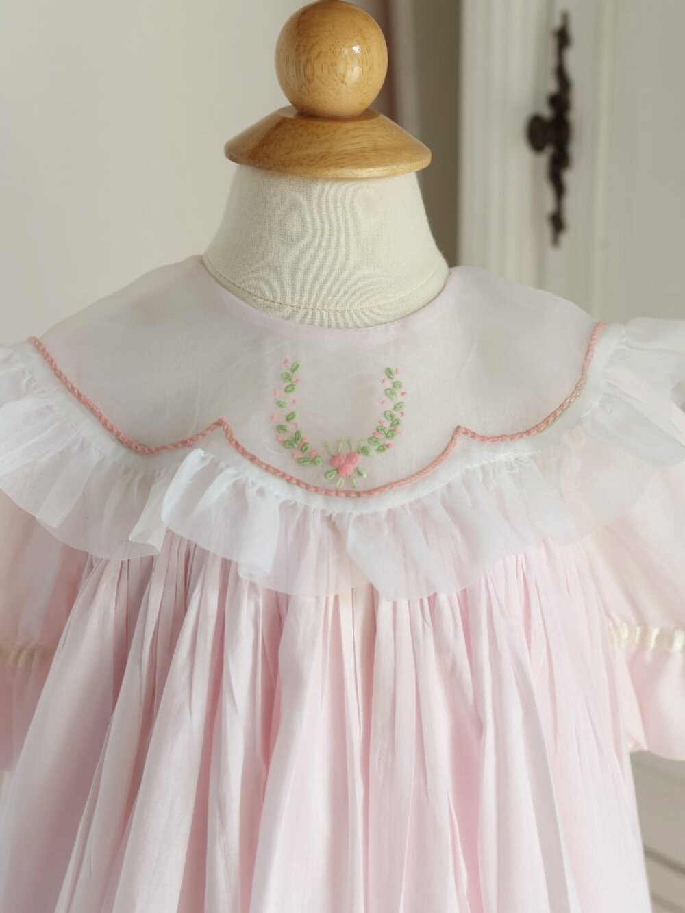 Strasburg RARE Pink Heirloom Float Dress Cotton Lawn Organza Collar 24 Months - Picture 6 of 9